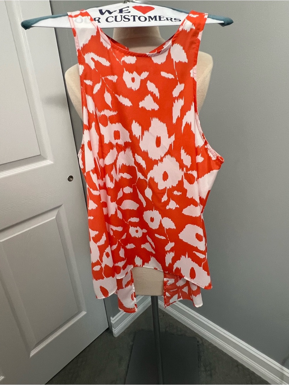 Lush Bright Orange and White Floral Racerback Tank